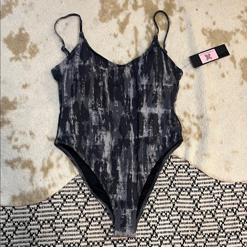 NWT, never worn! Mono B Black and Gray Women's One Piece Swimsuit